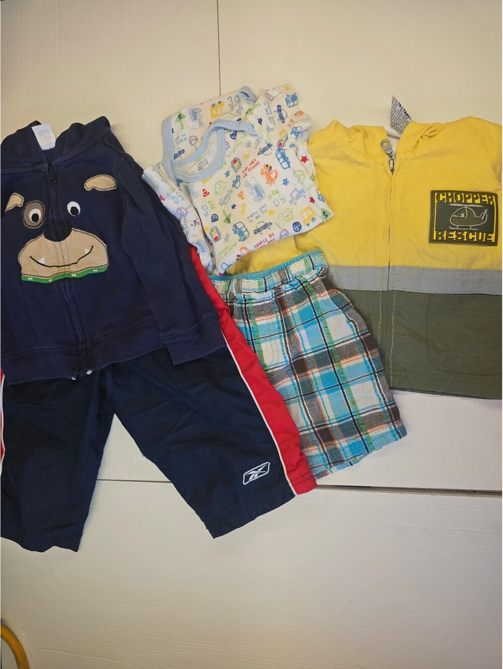 Baby Boys 12M Clothing Lot 5 Pcs Carters Hoodie Reebok Track Pants Okie Dokie